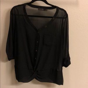 The Limited Black Sheer Knot Top